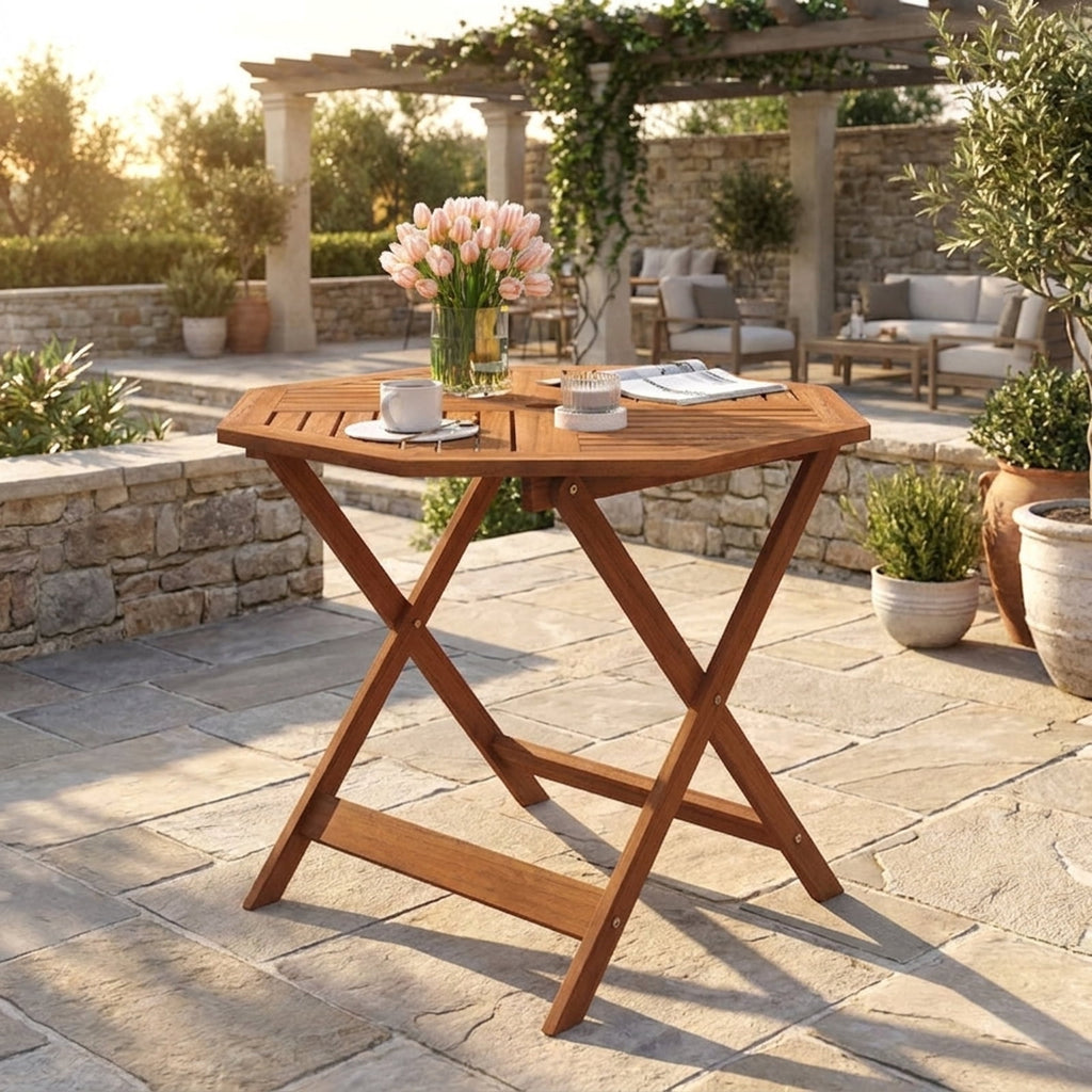 Biotree 35.5 Inch Solid Wood Patio Dining Table Octagon Table with 1.97 Inch Umbrella Hole, Natural