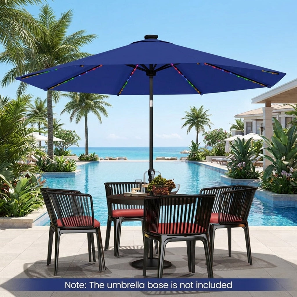 Biotree 10 ft Market Patio Umbrella with Crank and Tilt, 8 Sturdy Ribs, Vented Canopy - Navy Blue for Backyard
