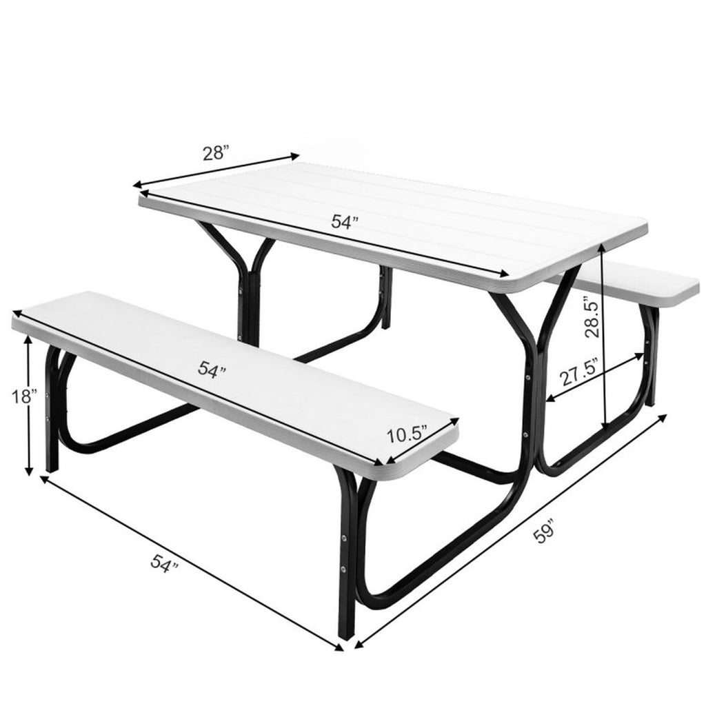 Biotree Picnic Table Bench Set for Outdoor Camping, White