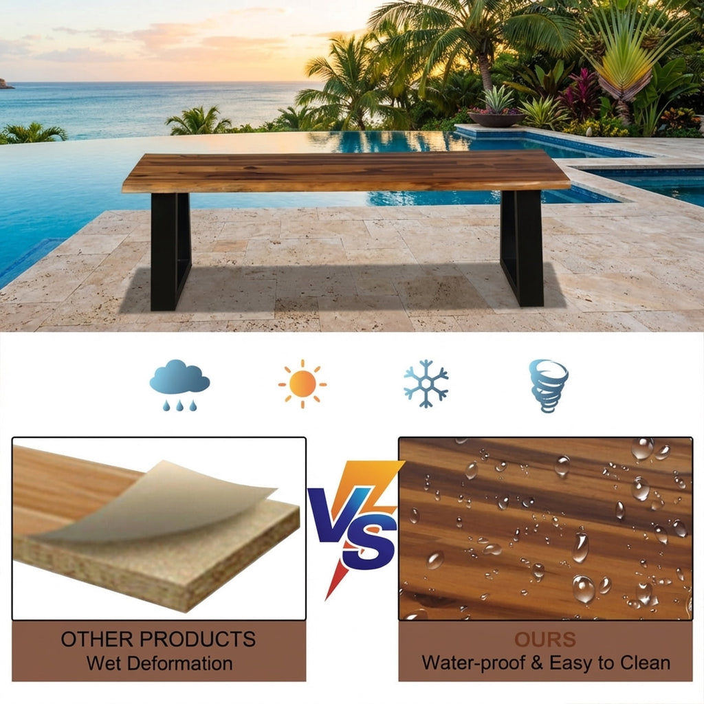 Biotree Solid Acacia Wood Patio Dining Bench 57.5 In