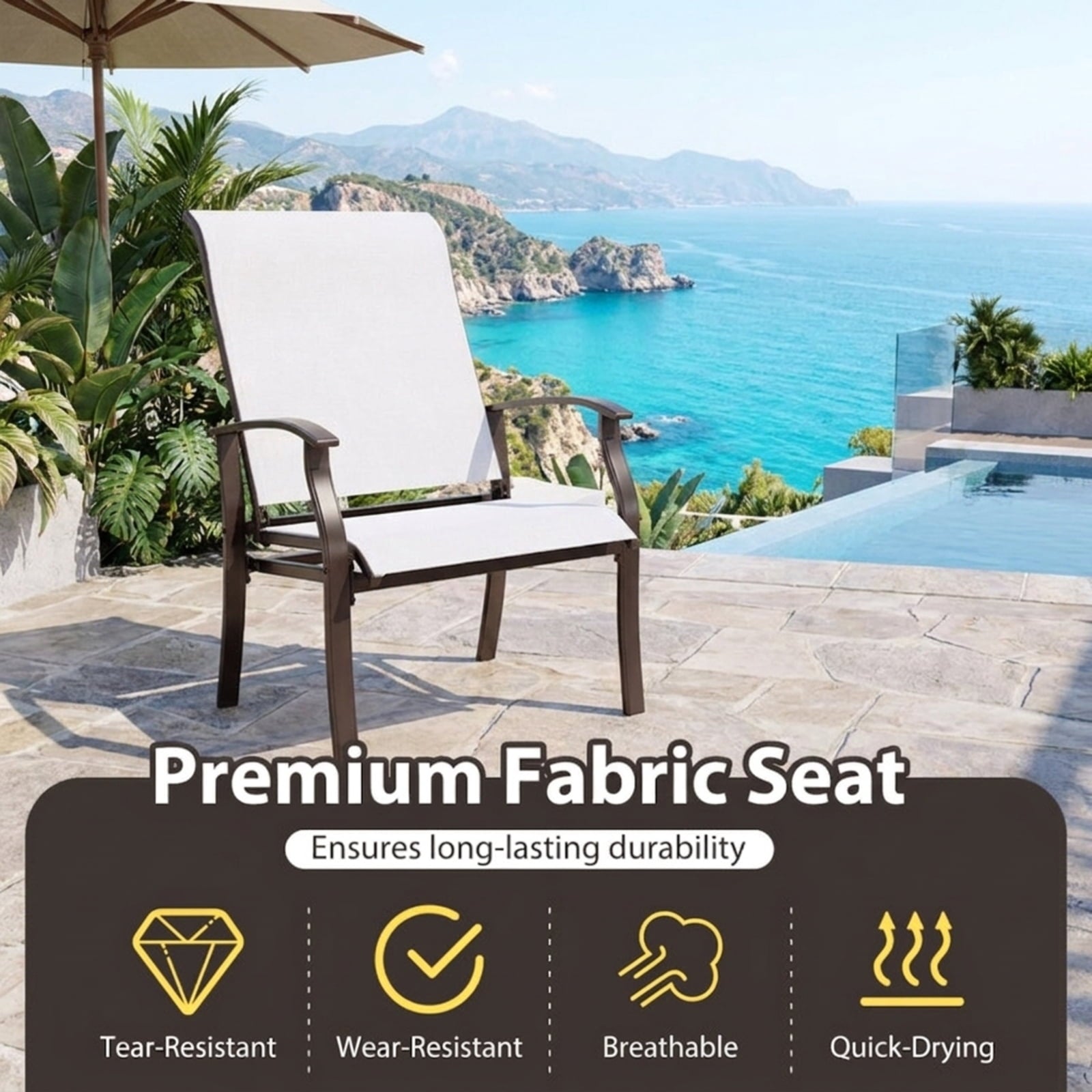 Biotree Outdoor Glider Chairs Set of 2 with Ergonomic Backrest and Seat Stackable Patio Chair for Garden BackyardBeige