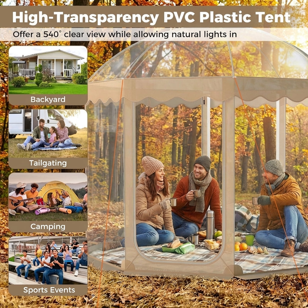 Biotree 10x10 FT Pop Up Clear Bubble Tent for 8-10 People with Waterproof Sealed Floor for Sports Events Camping