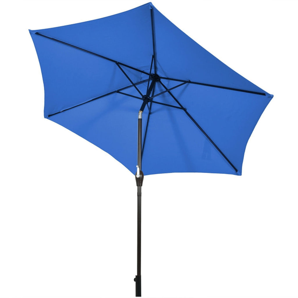 Biotree 9 ft Market Patio Umbrella with Crank and Tilt, 8 Sturdy Ribs, Vented Canopy - Blue for Backyard
