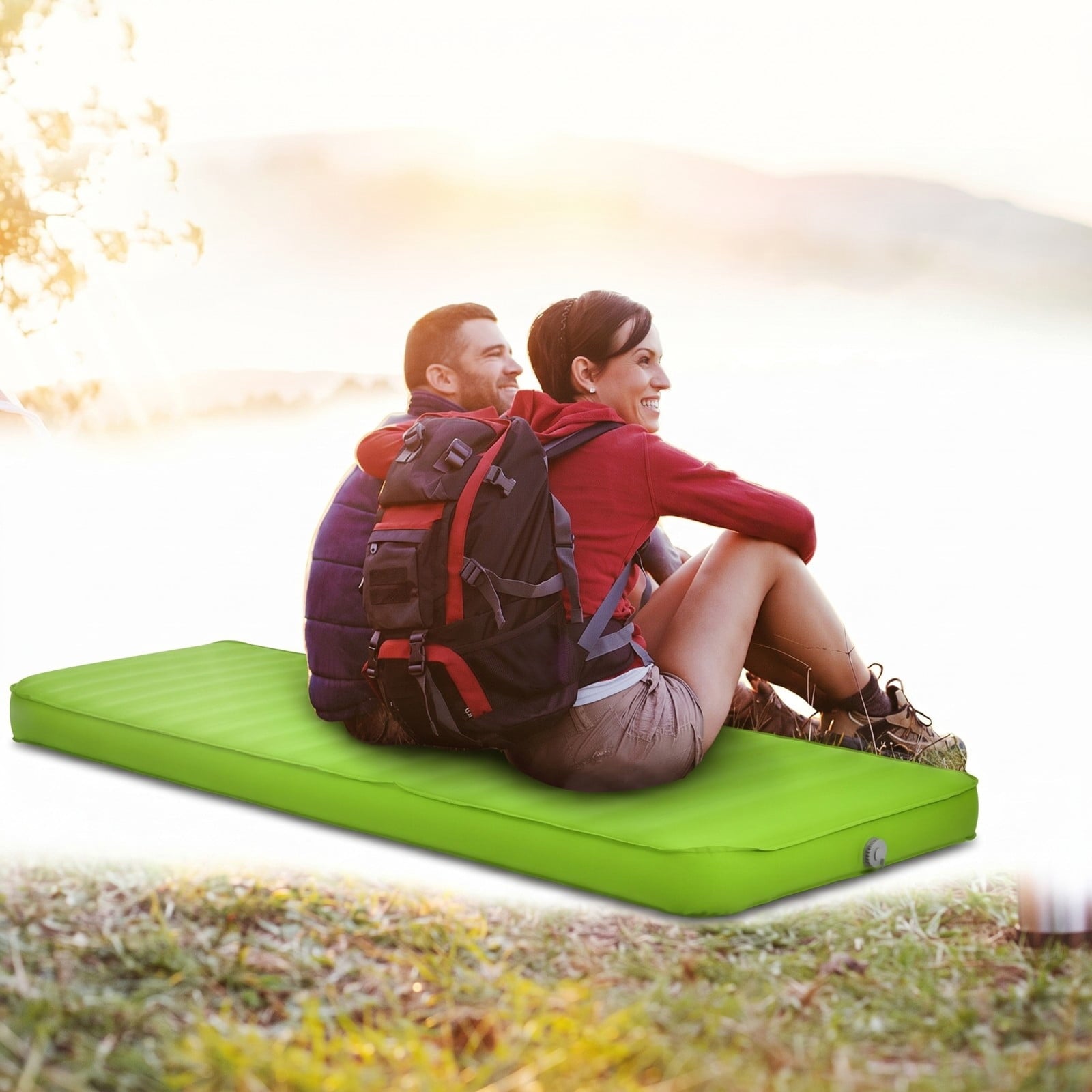 Biotree Self Inflating Folding Camping Sleeping Mattress with Carrying Bag Portable Sleeping Mat for Outdoor Camping, Green