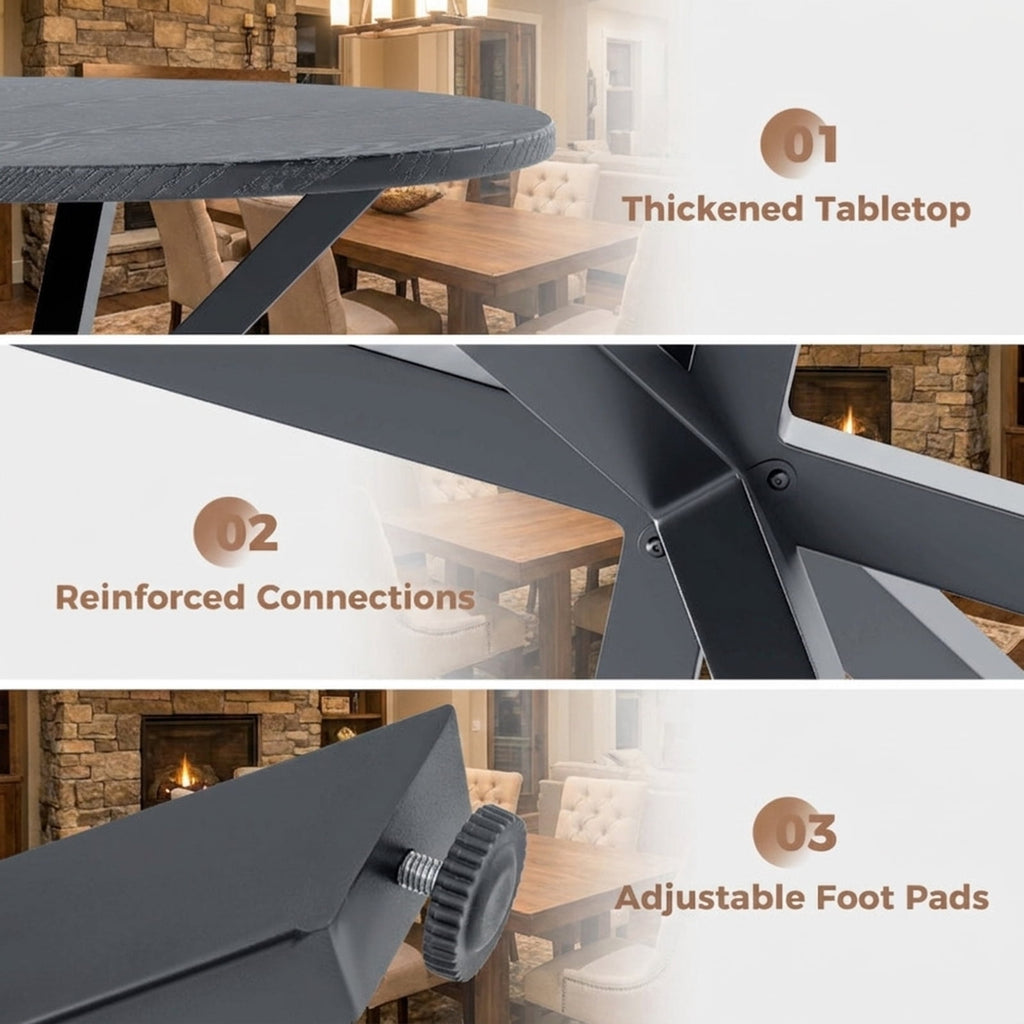Biotree 33.5 Inch Round Patio Bistro Table with Wood-Like Top and X-Shaped Legs, Gray