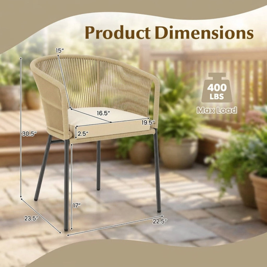 Biotree Patio Chairs Set of 4 with Curved Backrest and Seat Cushion for Patio Stackable Patio Chair for Garden BackyardYellow