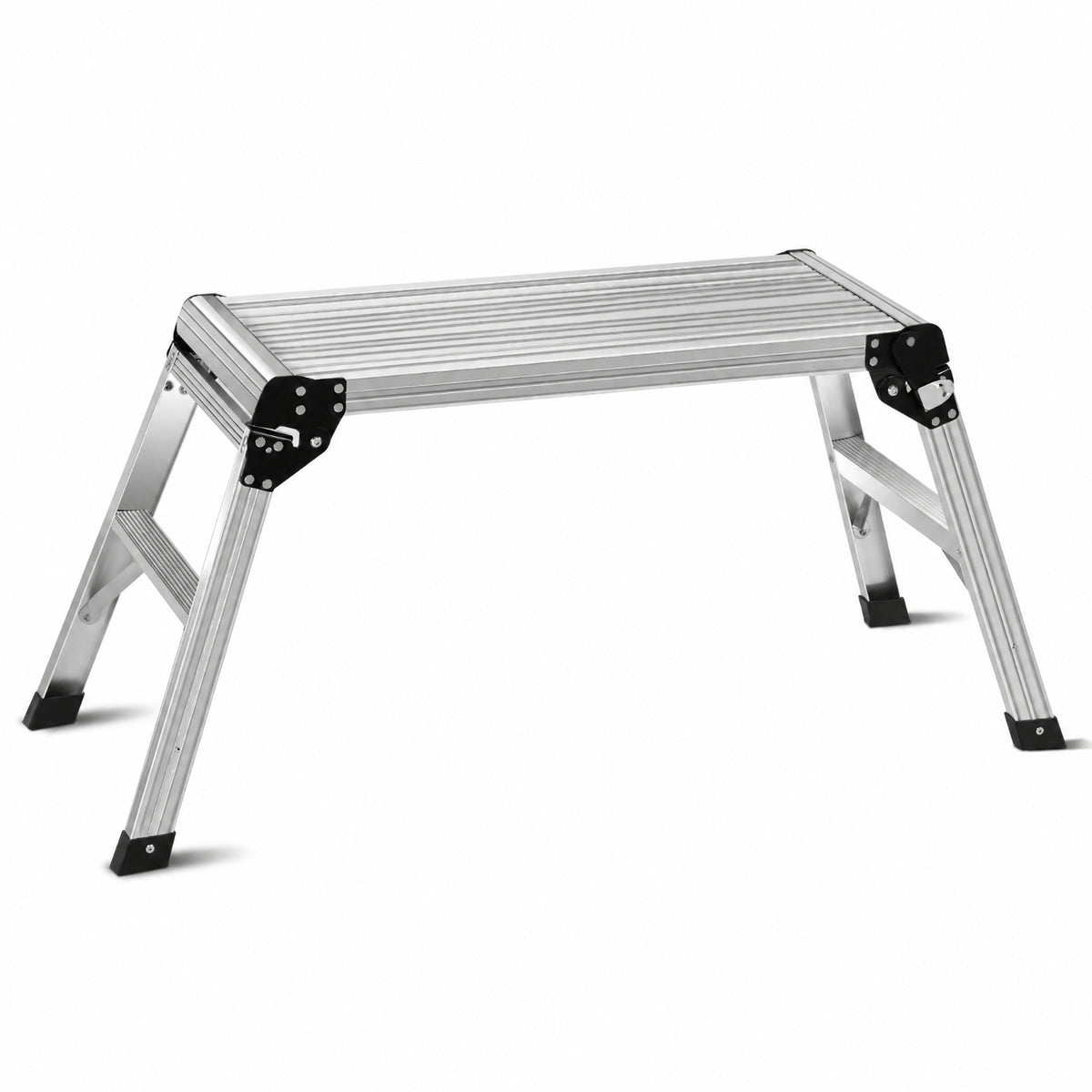 Biotree Folding Aluminum Work Platform Ladder with 330 lb Capacity, 29.5 x 12-Inch Anti-Slip Surface and Locking Legs for Home Maintenance, Silver