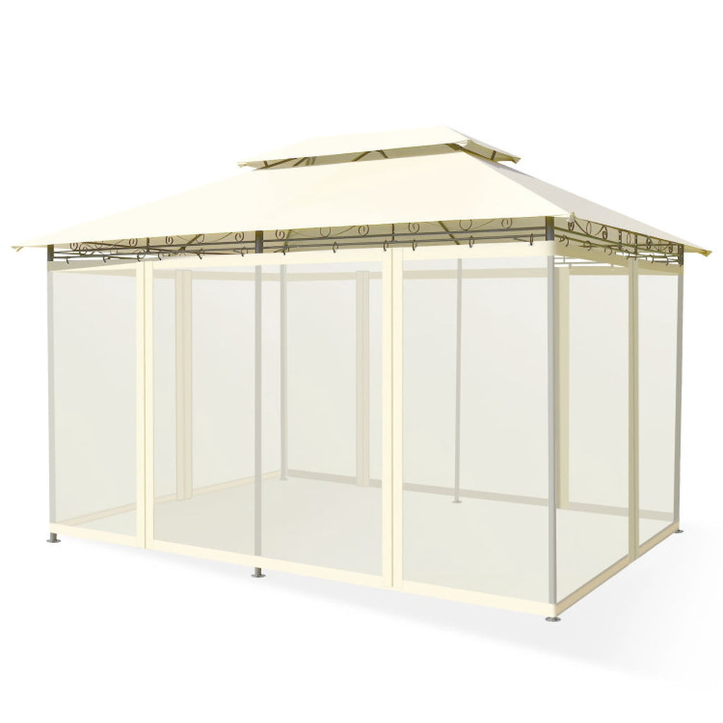 Biotree 10 Feet x 13 Feet Tent Canopy Shelter with Removable Netting Sidewall Beige - Outdoor Patio Backyard Garden Shade Canopy Shelter
