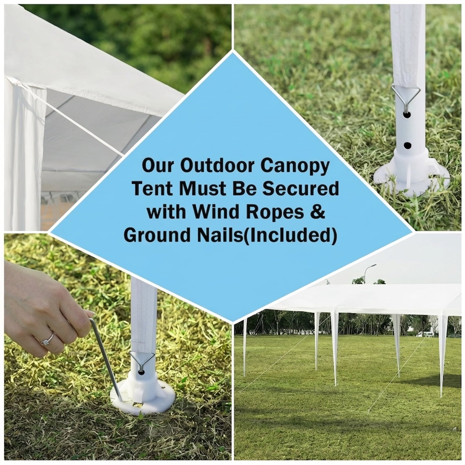Biotree 10 x 30 Feet Gazebo Canopy Tent with Connection Stakes and Wind Ropes Party Wedding Event Camping