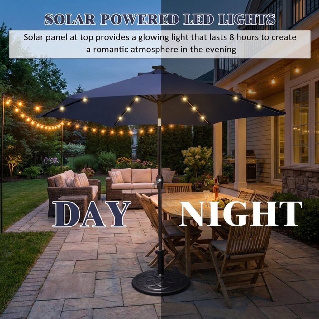 Biotree 10 ft Offset Cantilever Patio Umbrella Solar LED Lights Outdoor Shade - Blue - UV Protection