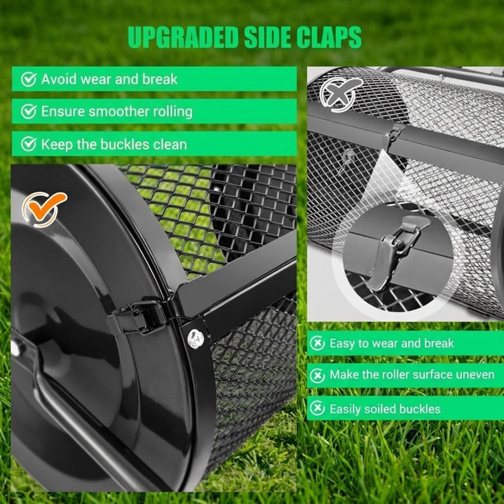 Biotree 24 Peat Moss Spreader with Upgrade Side Latches and U-shape Handle for Lawn Garden Yard Soil Care, Green