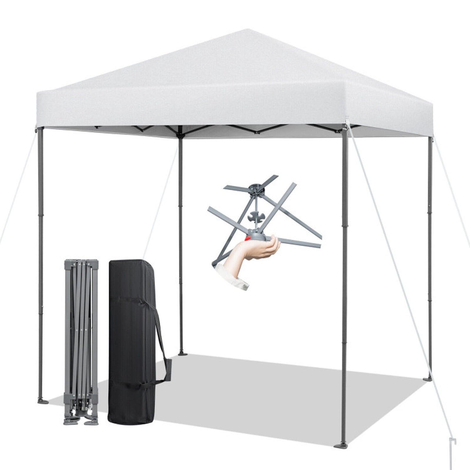 Biotree 6.6 x 6.6 Feet Outdoor Pop-up Canopy Tent with UPF 50+ Sun Protection and Carry Bag, Instant Sun Shelter for Beach Camping Park Backyard, White