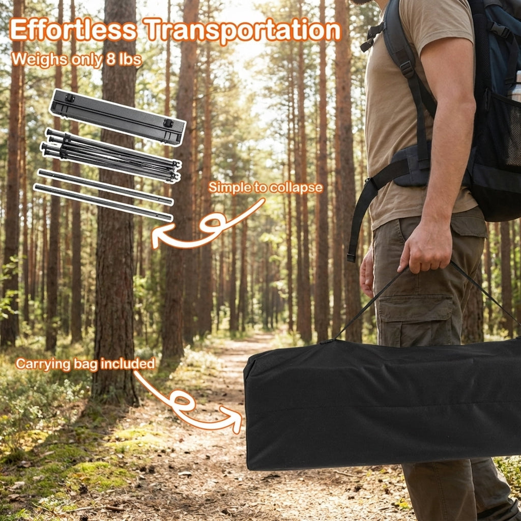 Biotree Folding Roll-Up Camping Table with Metal Legs Portable Lightweight Outdoor Table for Camping Picnic Beach, Black