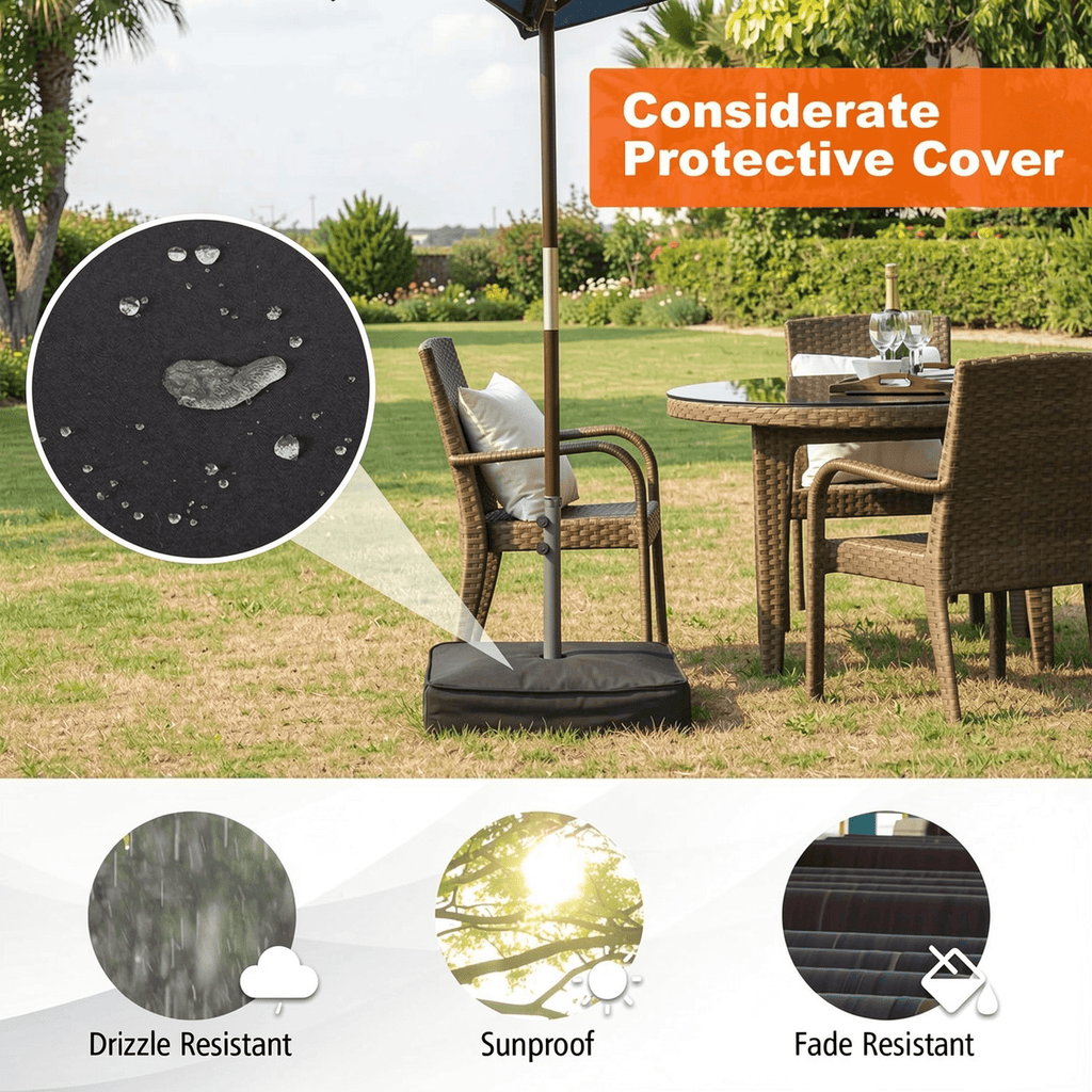 Biotree Fillable Umbrella Base with 2 Sandbags and Dust-proof Cover Black - Heavy Duty Outdoor Patio Stand