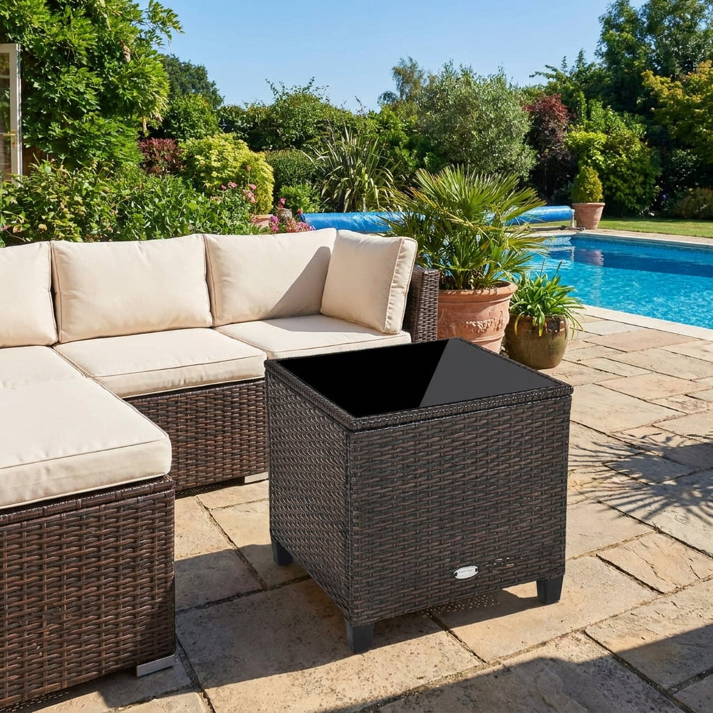 Biotree 3 Pcs Patio Rattan Furniture Set Cushioned Conversation Set Coffee Table Outdoor Conversation Set for Garden Backyard PorchBlack