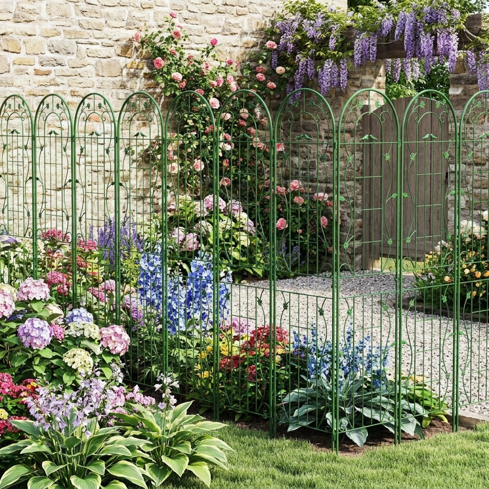 Biotree 2 Pack 86.5 x 20 Inches Metal Garden Trellis for Climbing Plants for Indoor Outdoor Patio Balcony Garden, Green