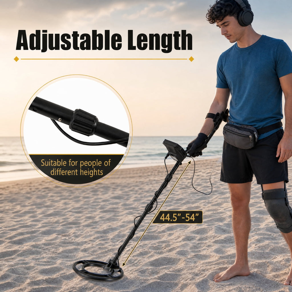 Biotree Metal Detector with Backlit LCD, 4 Detection Modes, 10-Inch Detection Depth, Waterproof 9.5-Inch Coil and Accessories, Black