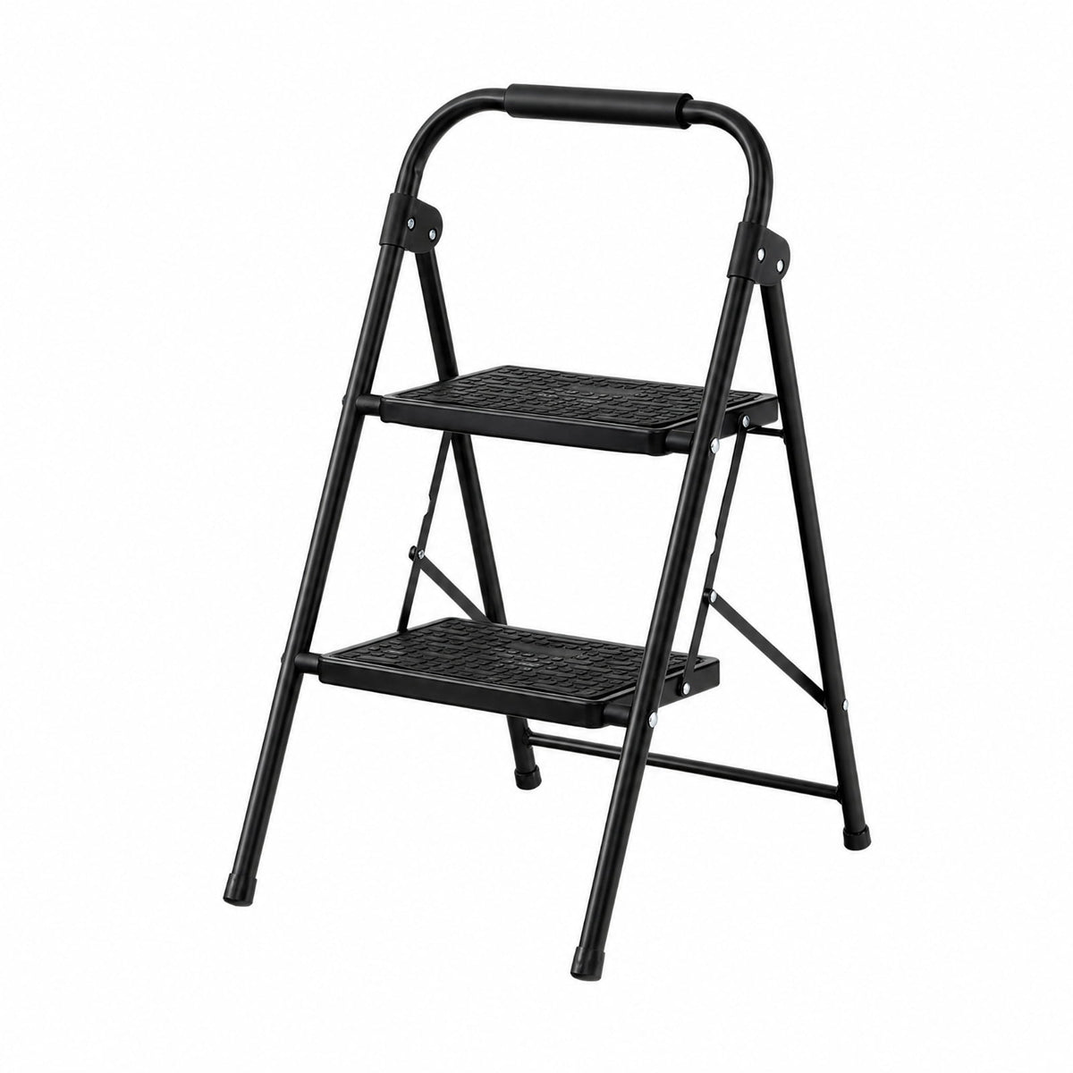 Biotree 2-Step Folding Step Ladder with 330 lb Capacity, Wide Anti-Slip Pedals and Padded Handrail for Kitchen, Home and Garage, Black