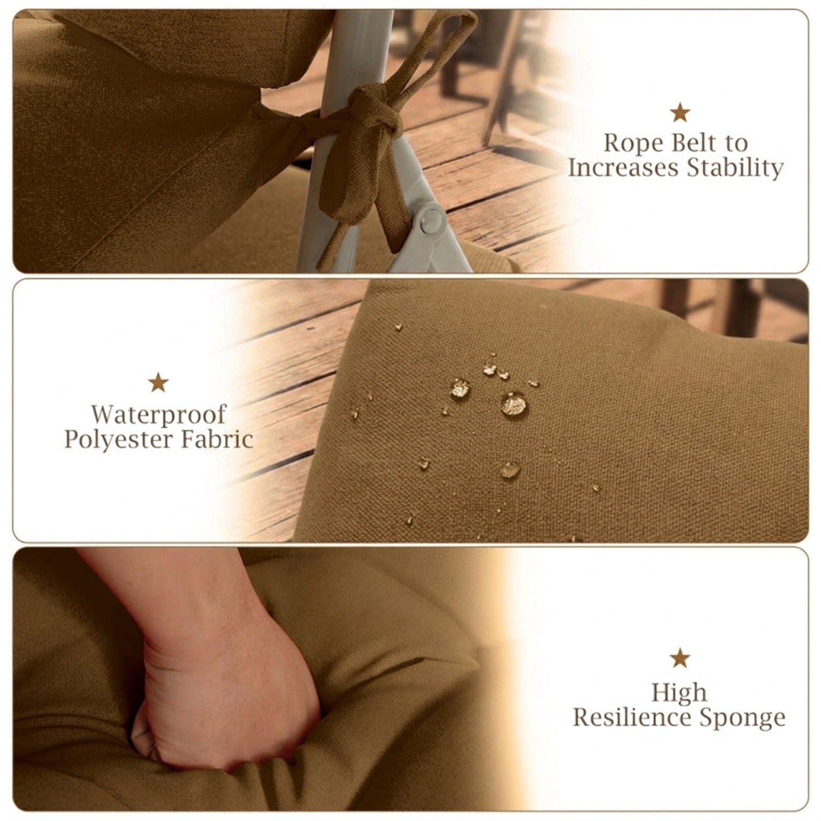Biotree 22 X 44 Inch Tufted Outdoor Patio Chair Seating Pad Comfortable Patio Chair Cushion PadBrown
