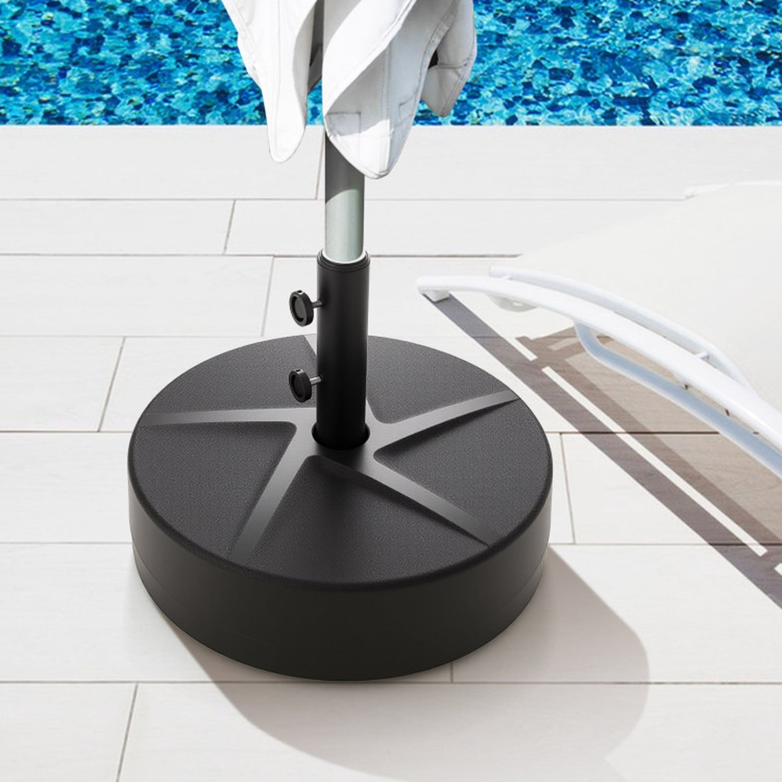 Biotree Patio Umbrella Base 88LBS Capacity Water and Sand Fillable Market Table Umbrella Stand-Black