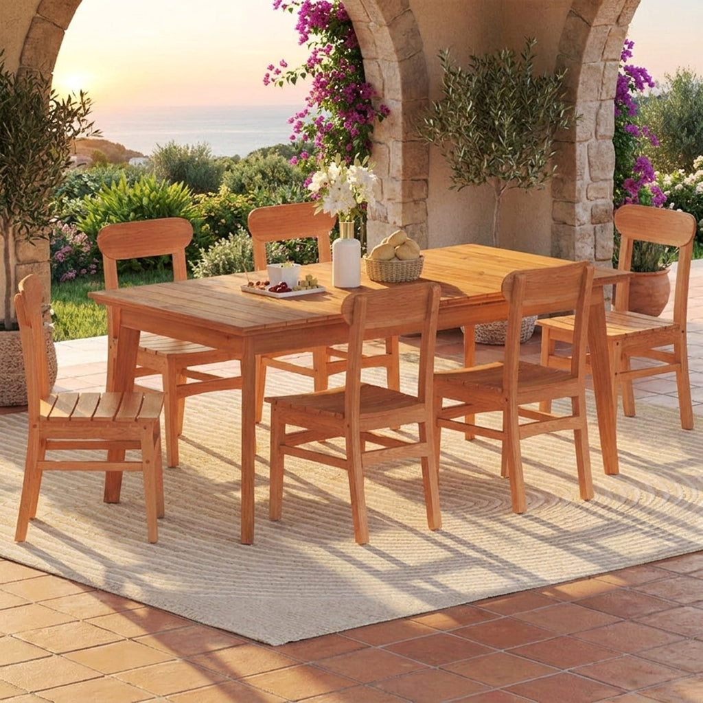 Biotree Patio Teak Wood Chair Armless Dining Chair with Slatted Seat Stackable Patio Chair for Garden BackyardNatural
