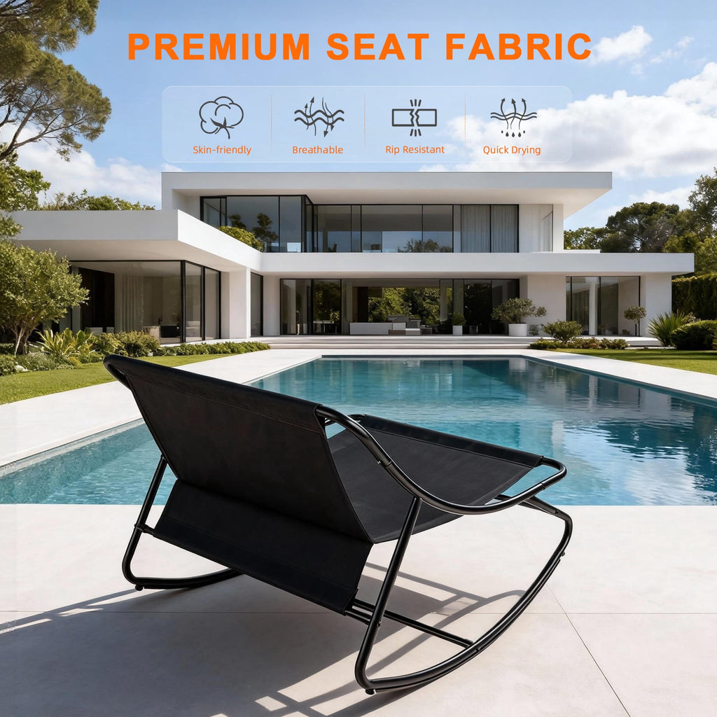 Biotree Oversized Outdoor Rocking Chair,Patio Rocker with Thick Cushion, Weather Resistant Mesh Rocking Chair for Porch, Backyard, Garden,Steel Frame,Gray