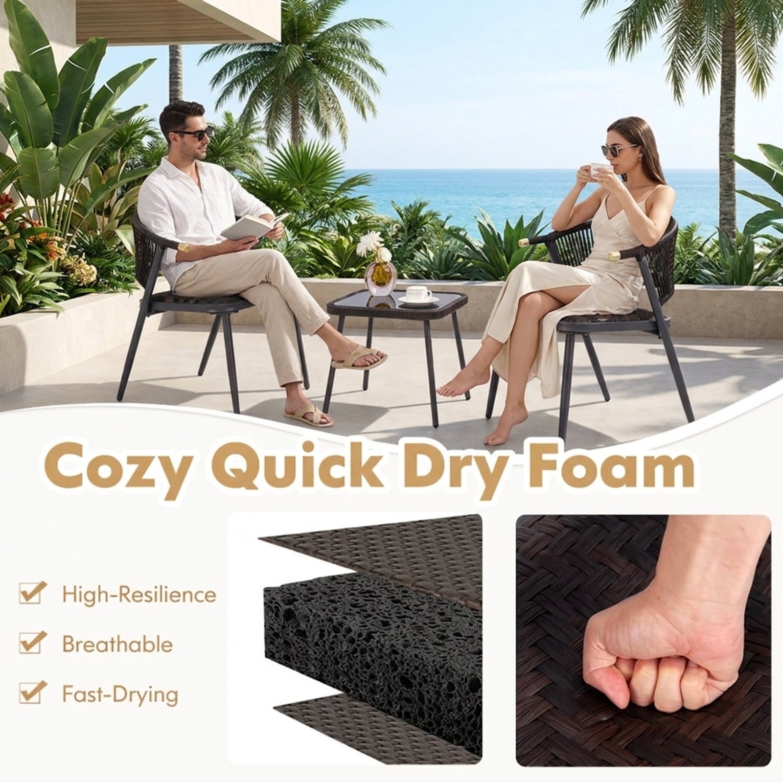 Biotree 21 Inch X 21 Inch Patio Chair Seat Cushion Pads for Indoor and Outdoor Comfortable Patio Chair Cushion PadBeige