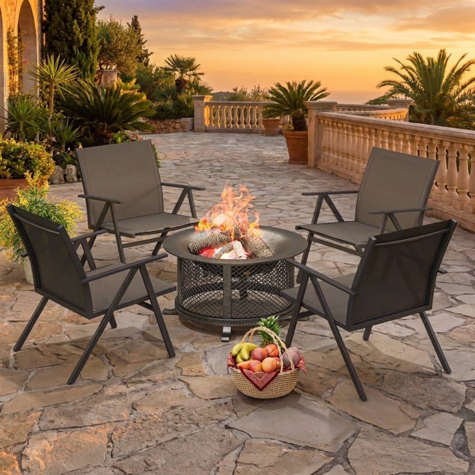 Biotree Patio Chairs Set of 2 with Breathable Mesh Fabric and Metal Frame Stackable Patio Chair for Garden BackyardGray