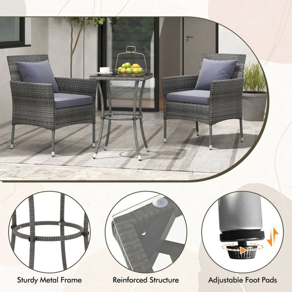 Biotree Set of 4 Outdoor Rattan Chair with Sturdy Acacia Wood Frame-Set of 4 Stackable Patio Chair for Garden BackyardMix Brown