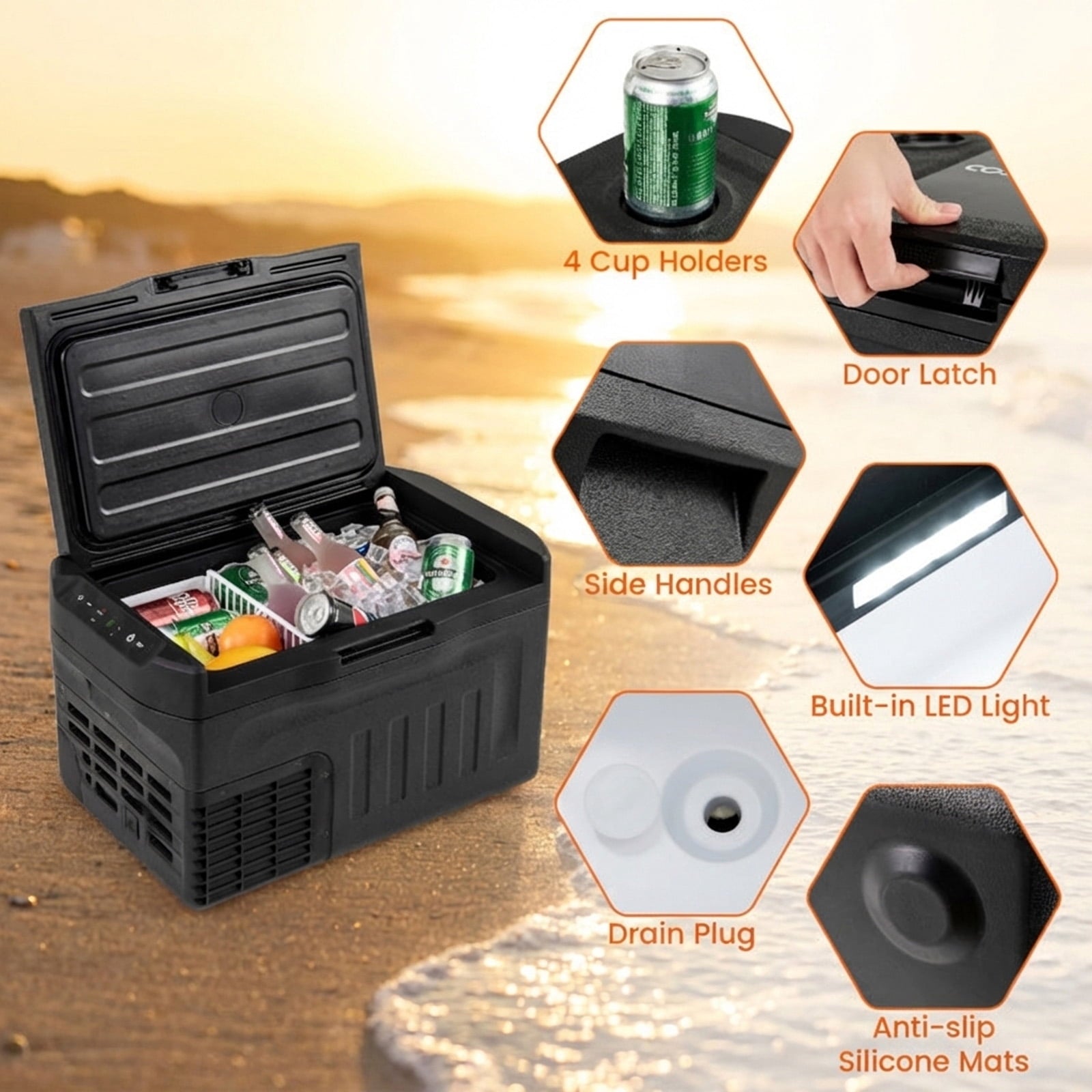 Biotree 12V Car Refrigerator 23 Qt with Touch Panel and Removable Divider, Black