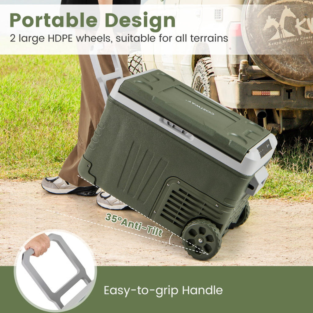 Biotree 12 Volt Car Refrigerator 35 Qt Portable Car Fridge with Adjustable Range, Green