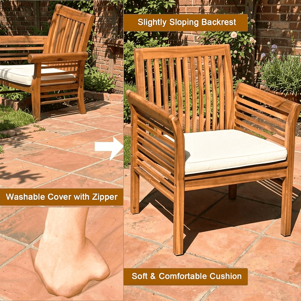 Biotree 4-Piece Outdoor Acacia Wood Sofa Set with Cushions