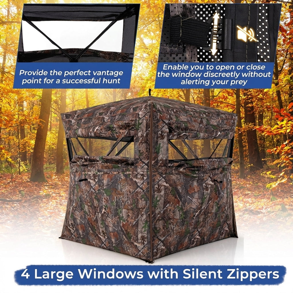 Biotree 360 Degree See-Through Ground Hunting Blind for 2-3 People with Carry Bag for Deer and Turkey