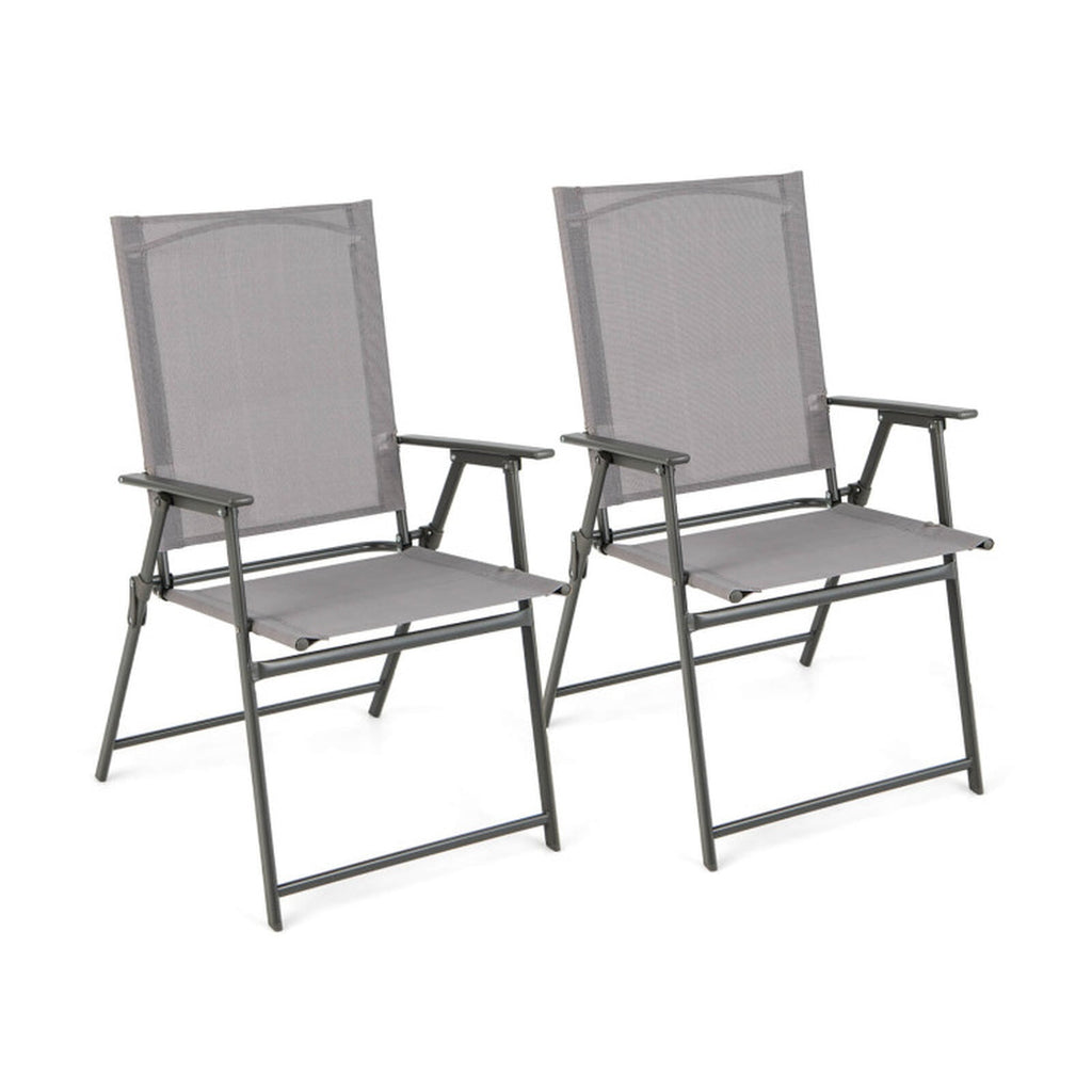 Biotree Set of 4 Patio Folding Chair Set with Rustproof Metal Frame Stackable Patio Chair for Garden BackyardGray