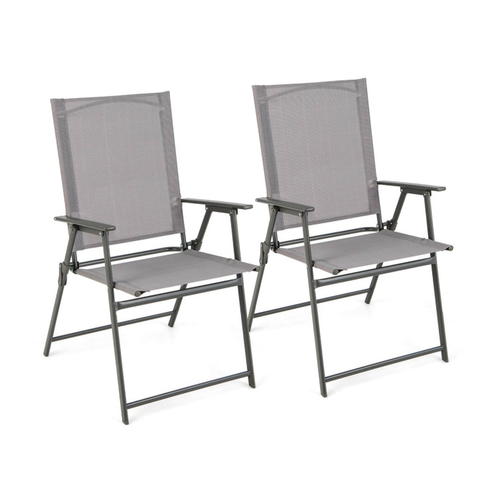 Biotree Set of 4 Patio Folding Chair Set with Rustproof Metal Frame Stackable Patio Chair for Garden BackyardGray