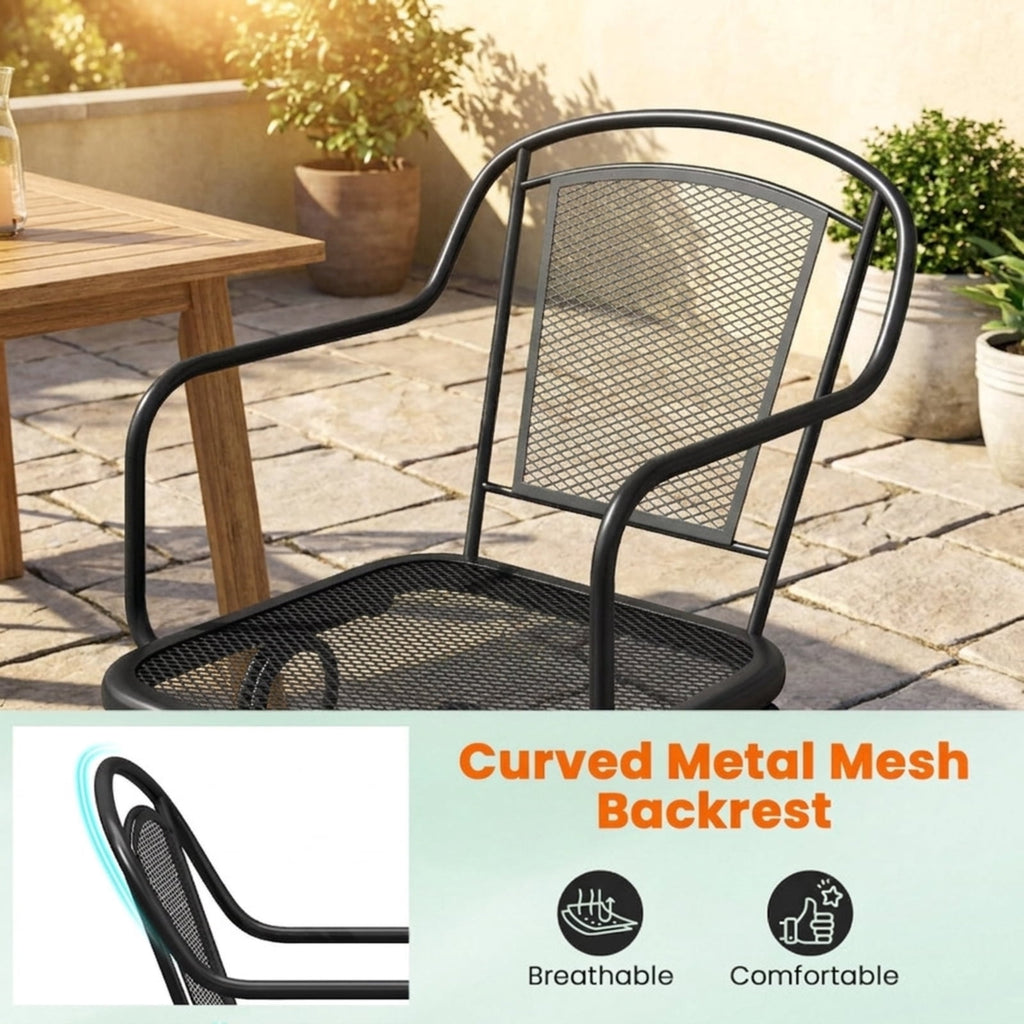 Biotree Outdoor Rocking Chair Set of 2 with Mesh Backrest and Seat for Yard Stackable Patio Chair for Garden BackyardBlack