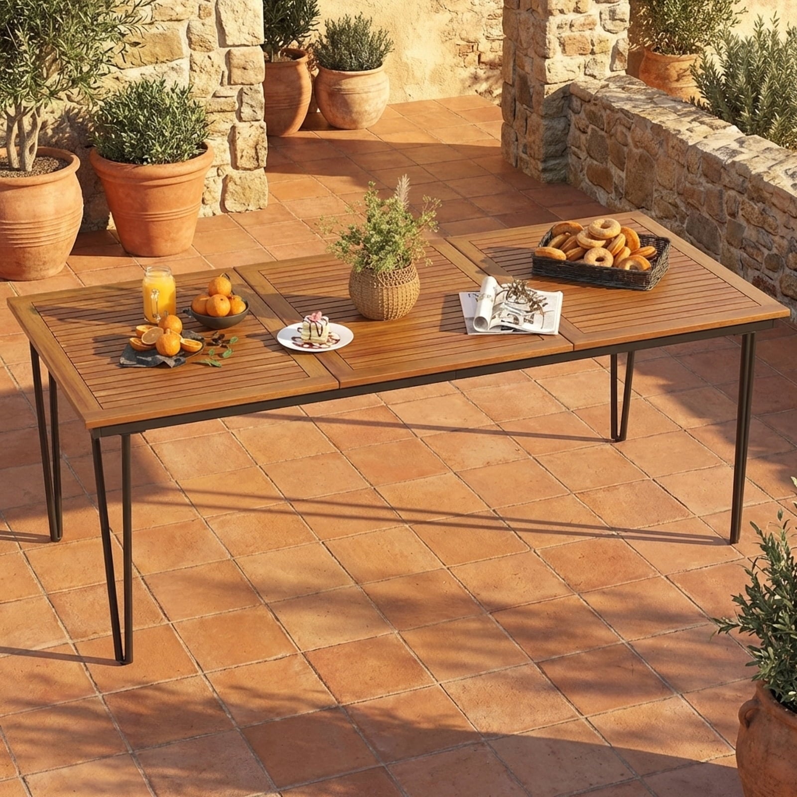 Biotree 79 In Outdoor Dining Table for 8 with Umbrella Hole