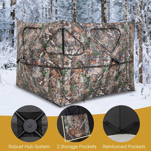 Biotree 2 Panel Hunting Ground Blind Pop Up Fence with 3 Shoot Through Ports, Camouflage