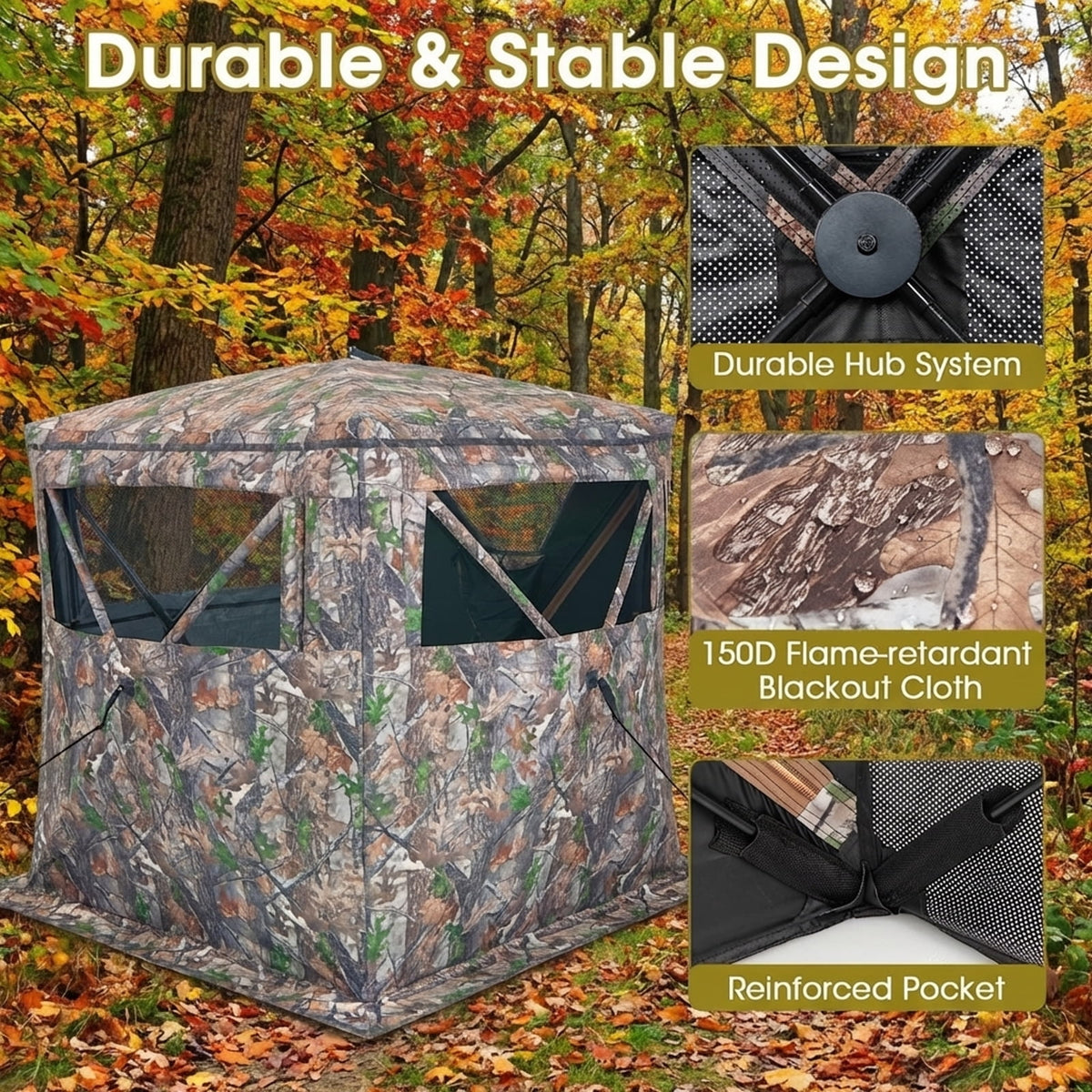 Biotree 2-3 Person Pop Up Ground Hunting Blind and Carrying Bag for Deer Turkey Hunting
