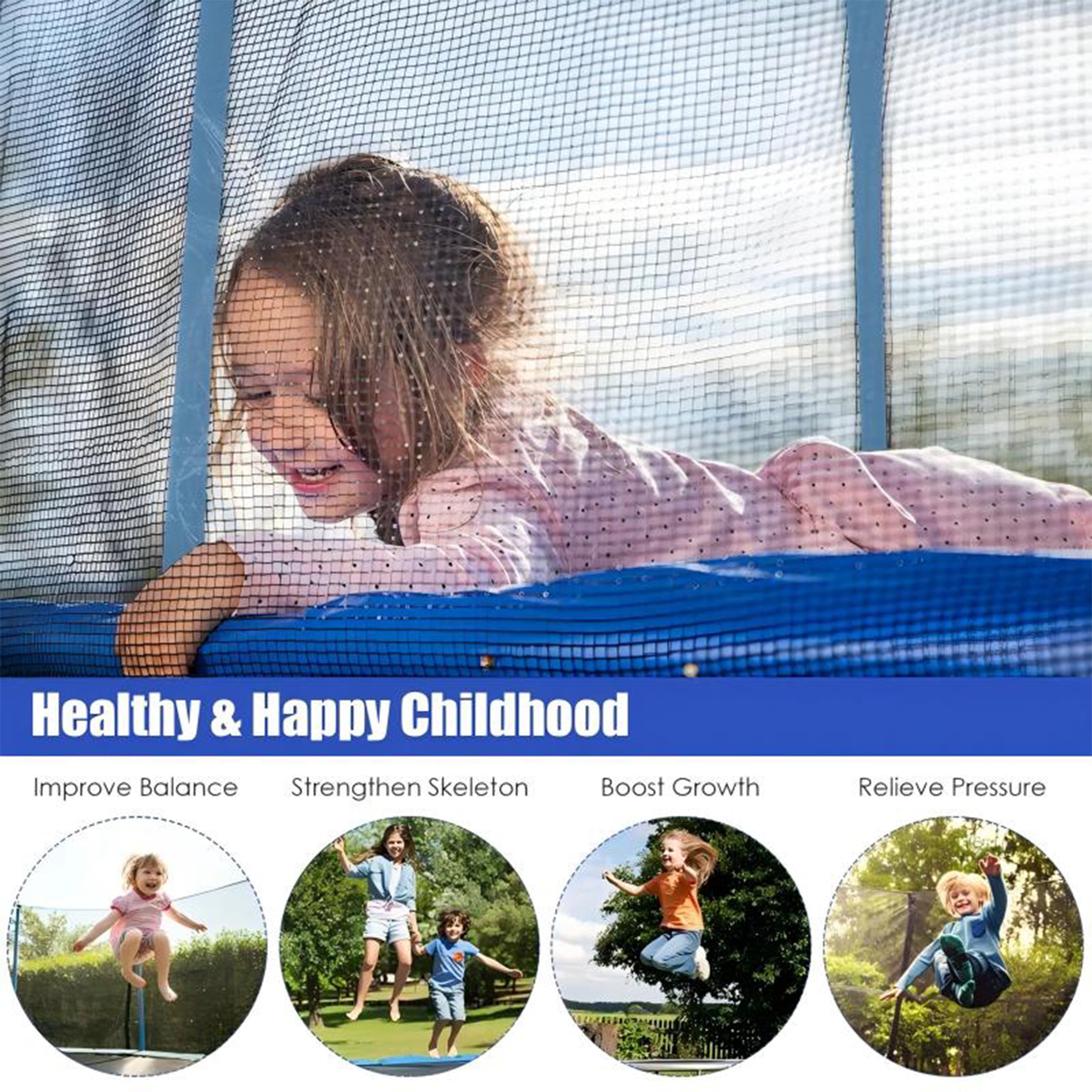Biotree 12 FT Trampoline for Kids and Adults, Outdoor Trampoline with Basketball Hoop Safety Enclosure Net,Large Load Capacity Heavy-Duty Jumping Trampoline for Boys and Girls