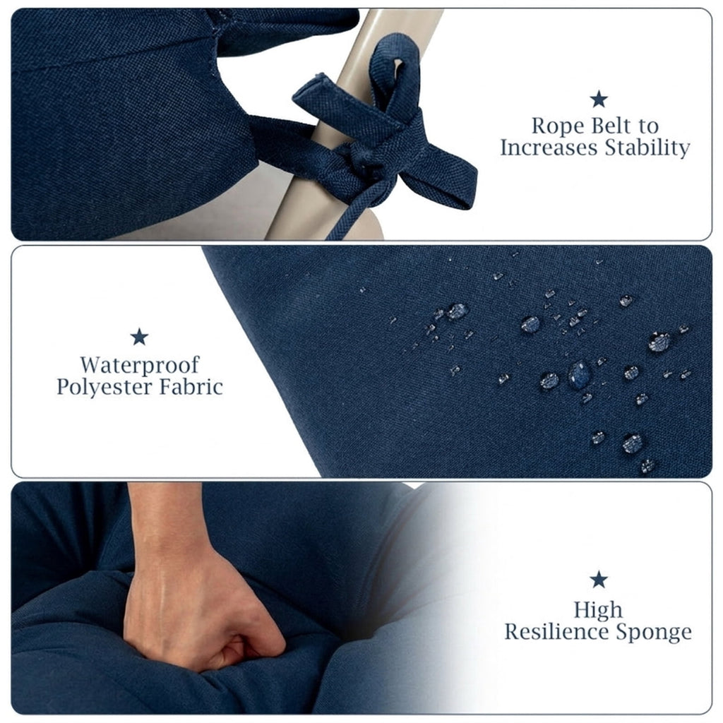 Biotree 22 X 44 Inch Tufted Outdoor Patio Chair Seating Pad Comfortable Patio Chair Cushion PadBlue