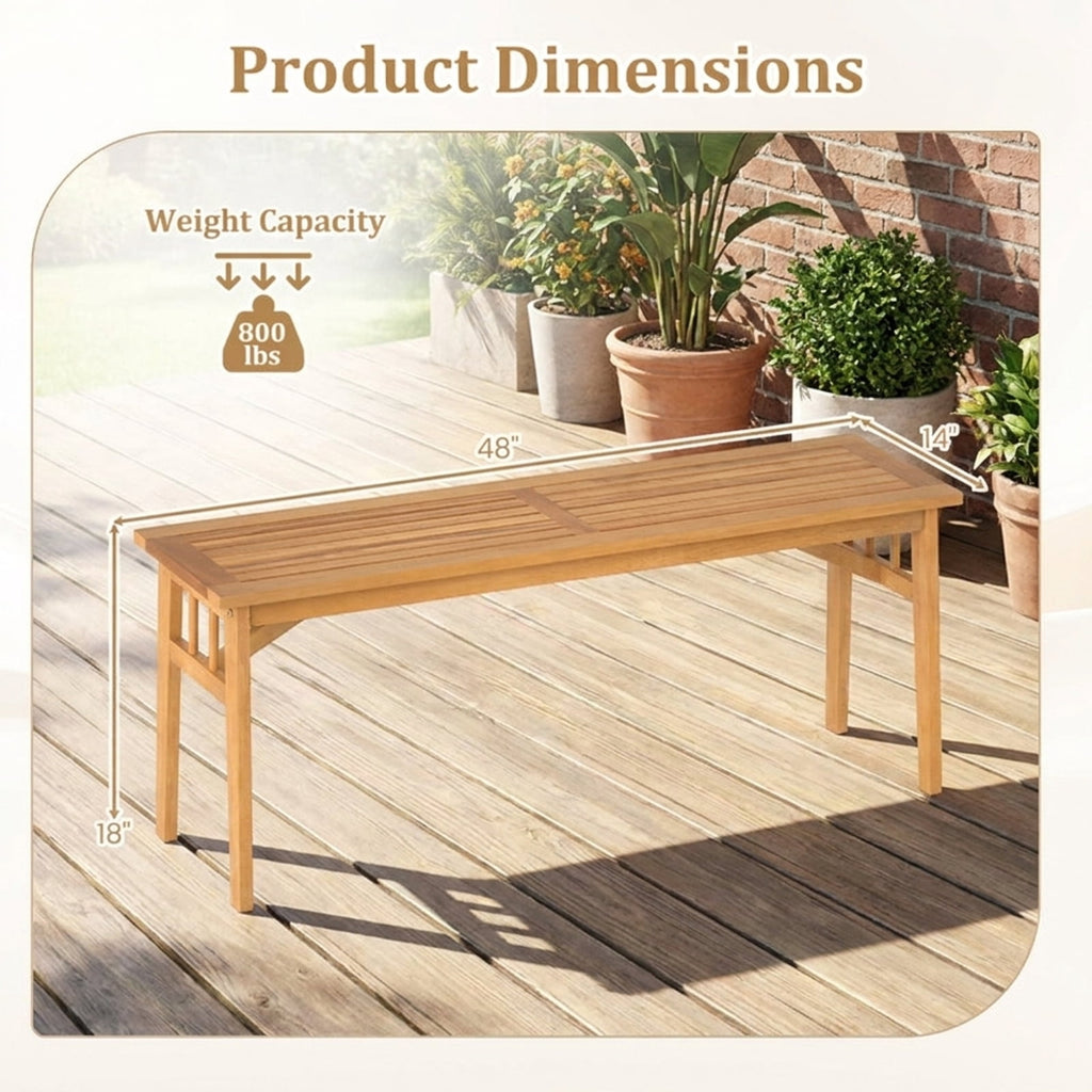 Biotree 48 Inches Acacia Wood Bench with Breathable Slat Seat and Stable Triangular Structure-1Natural