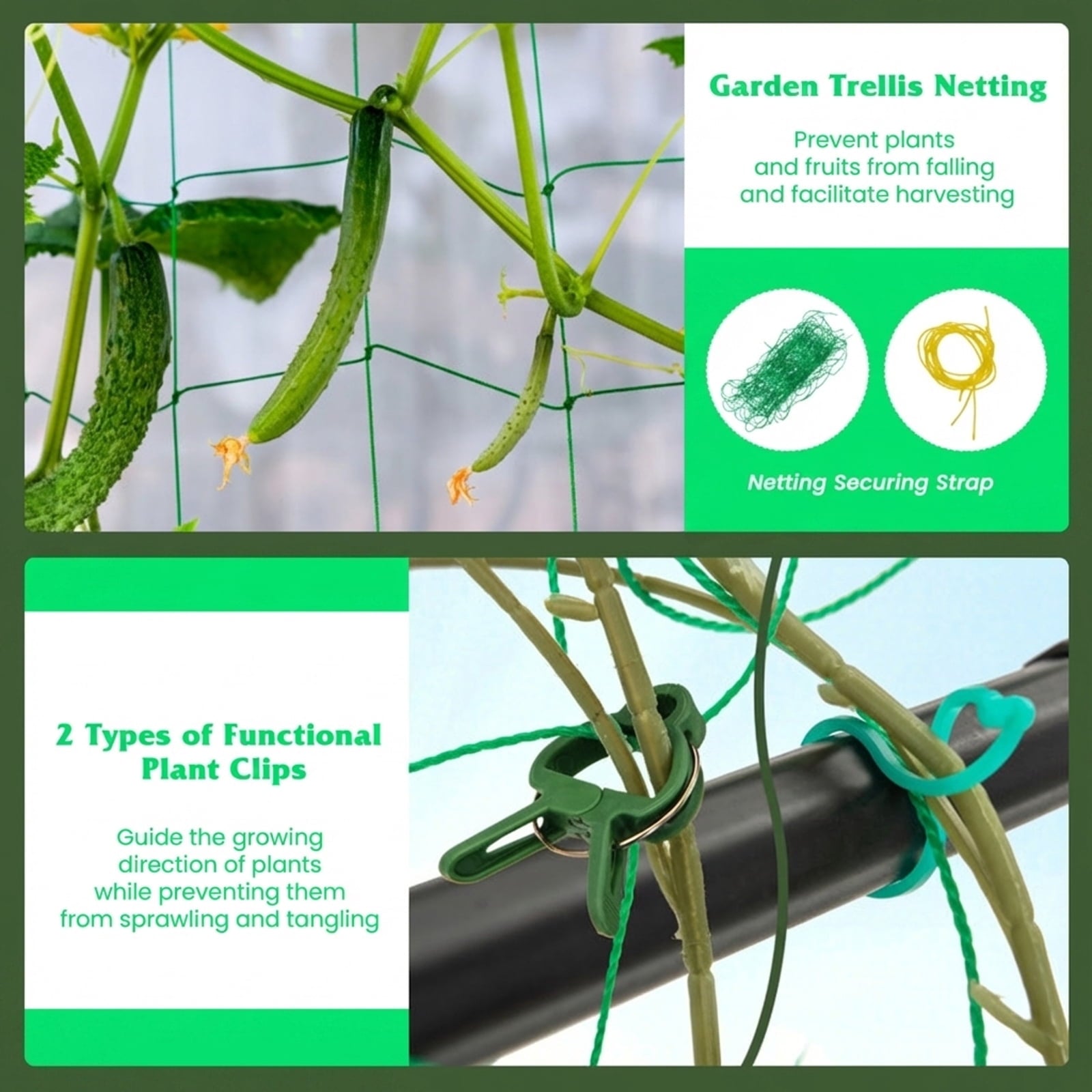 Biotree A-Frame Garden Cucumber and Vegetable Trellis with Climbing Netting for Outdoor Garden - Black