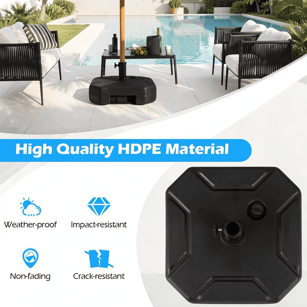 Biotree 17 Inch 88 LBS Heavy-Duty Fillable Umbrella Base with Handle - Heavy Duty Outdoor Patio Stand