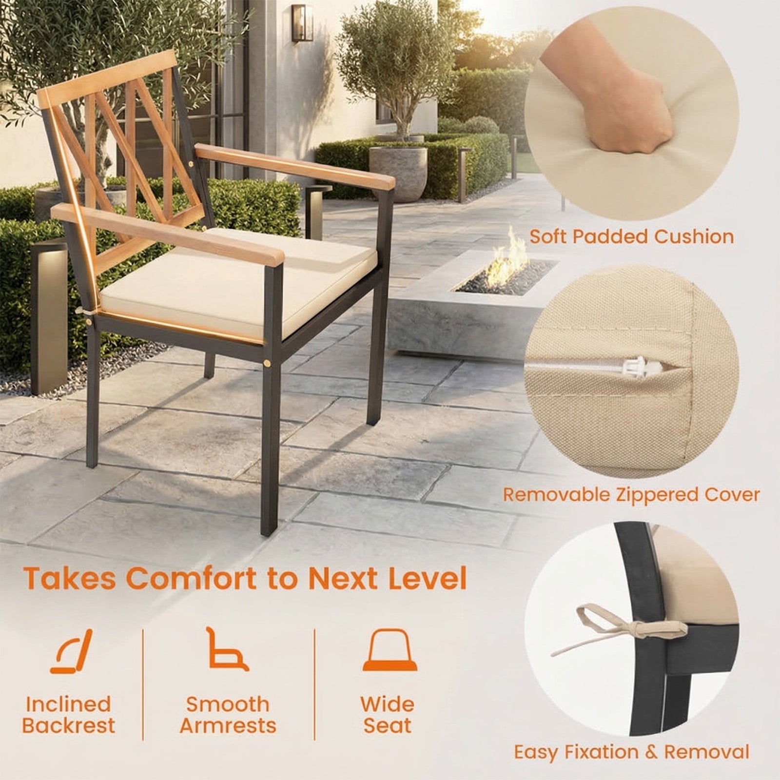 Biotree 9-Piece Patio Dining Set Acacia Table and Armchairs