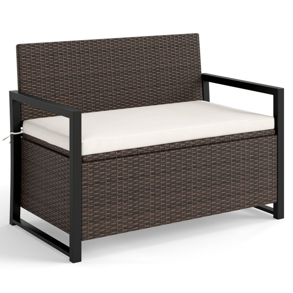 Biotree Patio Storage Bench Outdoor Waterproof for Patio Deck Garden Cushions, Brown