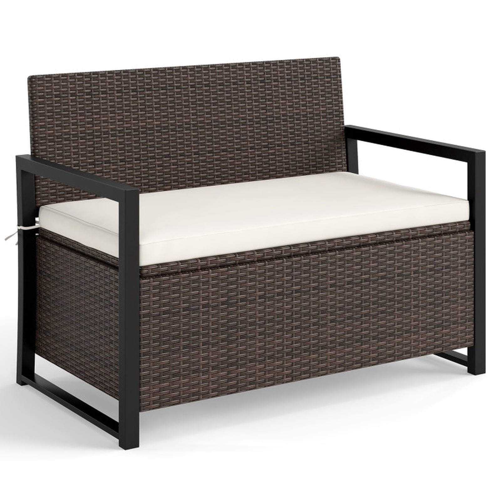 Biotree Patio Storage Bench Outdoor Waterproof for Patio Deck Garden Cushions, Brown