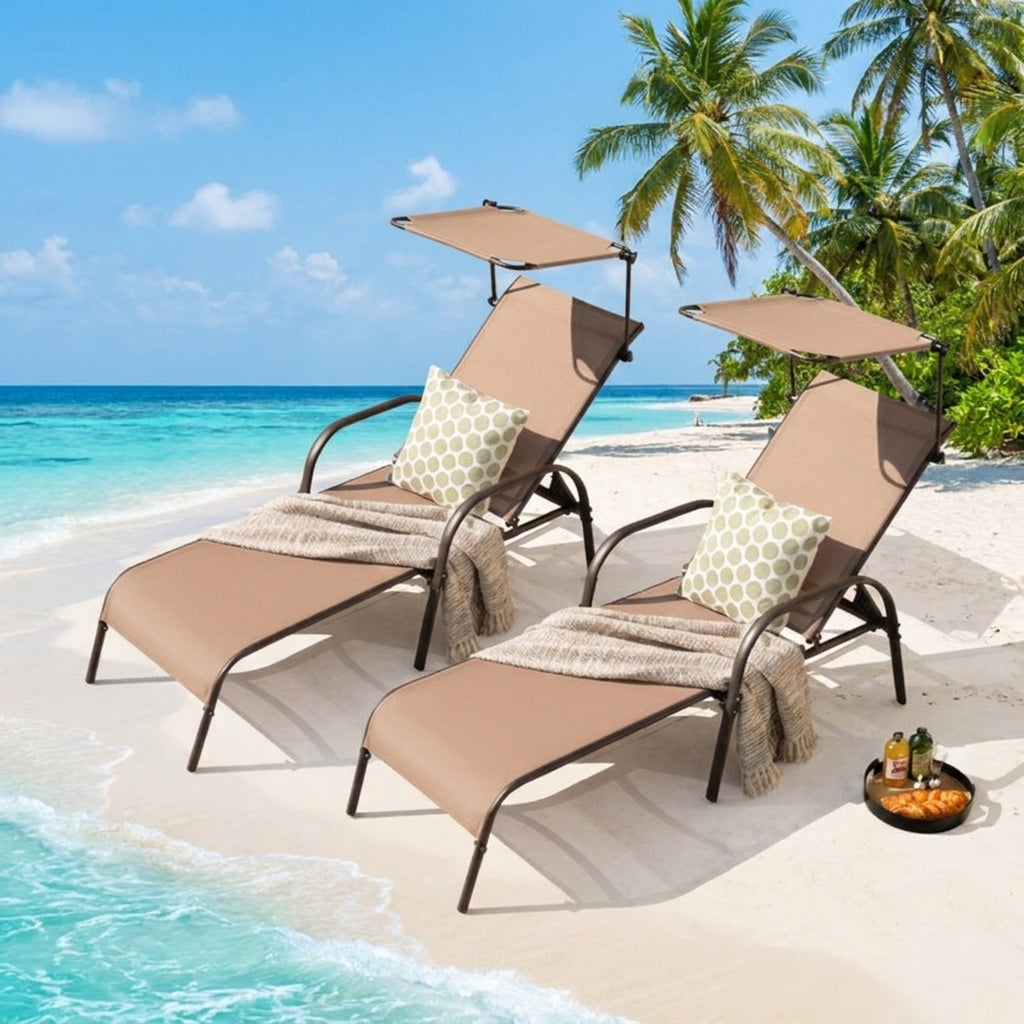 Biotree Patio Heavy-Duty 5-Level Adjustable Chaise Lounge Chair Stackable Patio Chair for Garden BackyardBrown