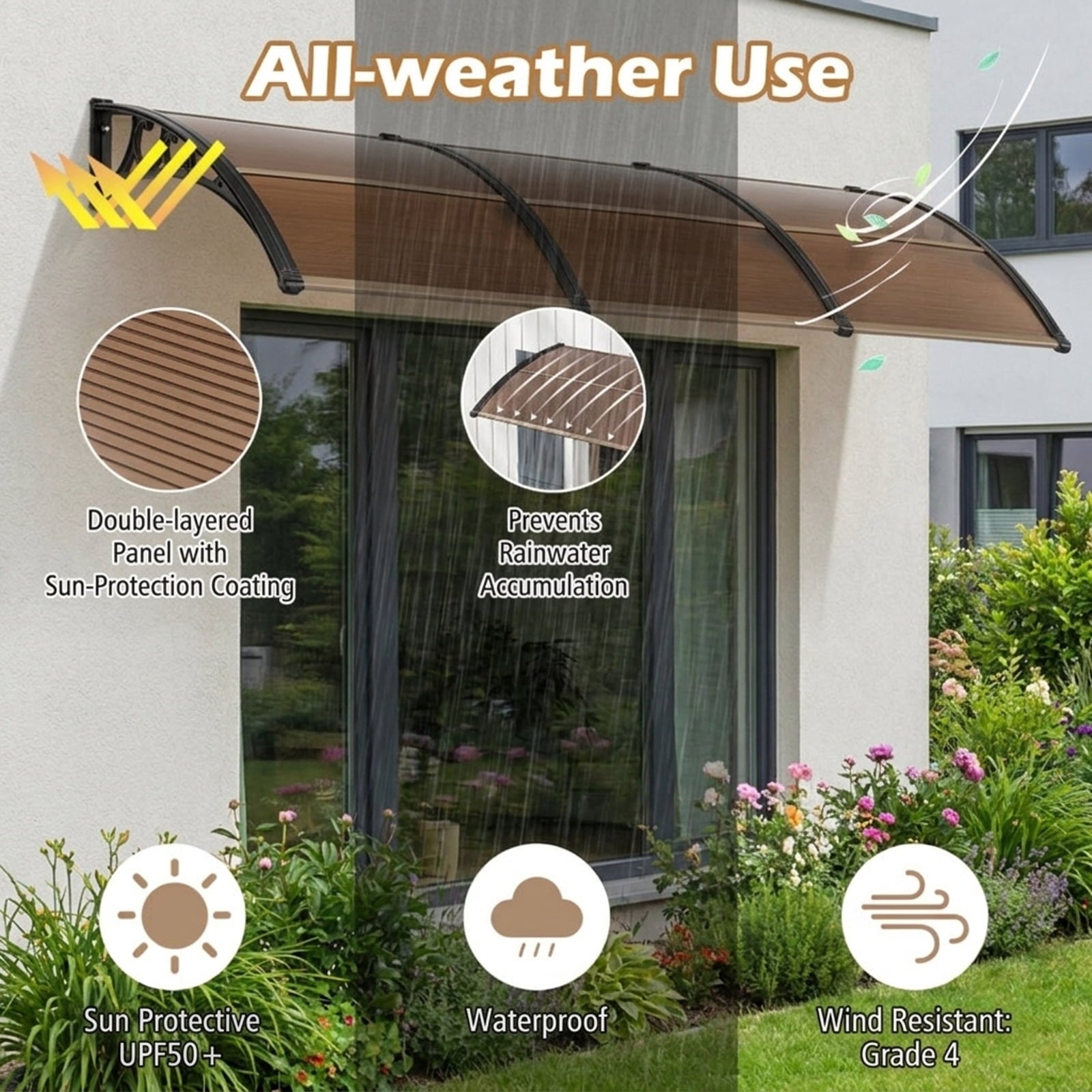 Biotree 10 ft Solar Offset Cantilever Patio Umbrella with 40 LED Lights Polyester Canopy Heavy-Duty Metal Pole for Outdoor Patio - Gray