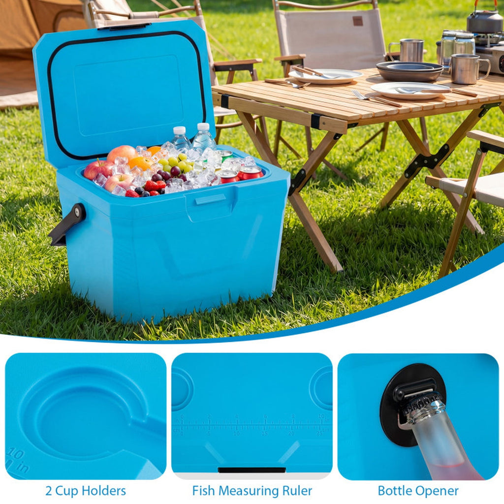 Biotree 21 Qt Insulated Portable Cooler Hard Shell Ice Chest with 2 Cup Holders, Blue